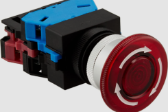 TW Series 22mm ?40mm Mushroom with Arrow mark Illuminated PushLock-Turn reset Full Voltage without Lamp 1NO+1NC Red
